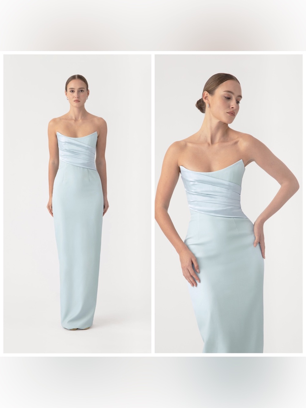 Sau Lee Louisa Gown Blue Strapless Corset Size 2 READ DESCRIPTION